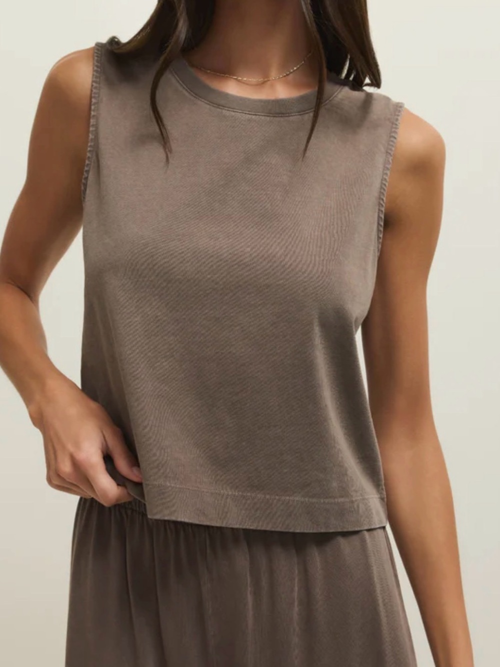 NWT Z Supply Sloane Cotton Jersey Tank In Perfectly Taupe Size Small - Picture 1 of 12